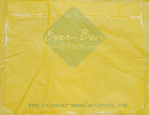 Yellow plastic raincoat pocket